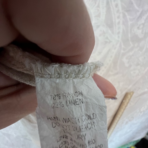 2 POCKET LINEN LOOK DRESS SHORT-SLEEVE M MEDIUM NATURAL NEUTRAL BEIGE - Picture 6 of 15